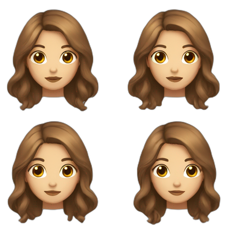 Girl long brown hair and brown eyes emoji