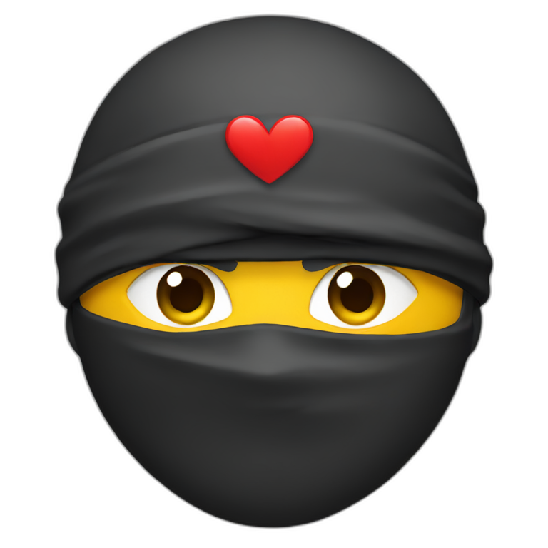 ninja-face-with-heart emoji