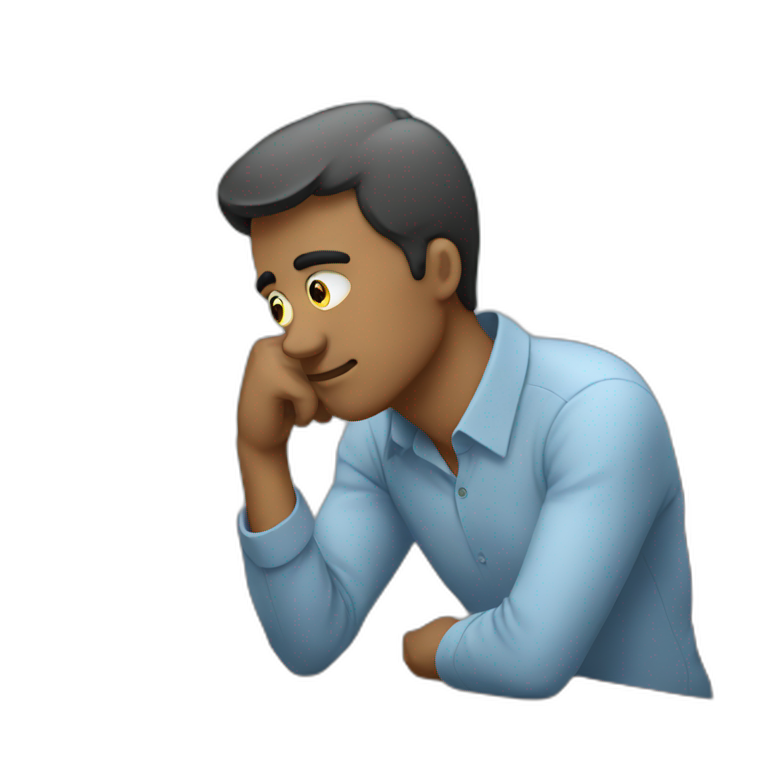 Man thinking about data emoji