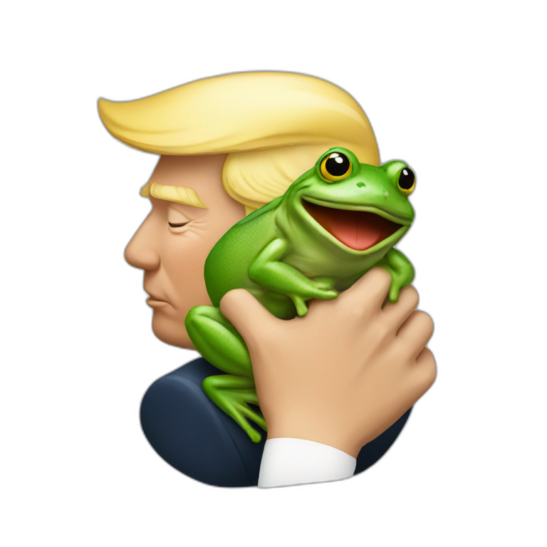 trump kissing a frog emoji