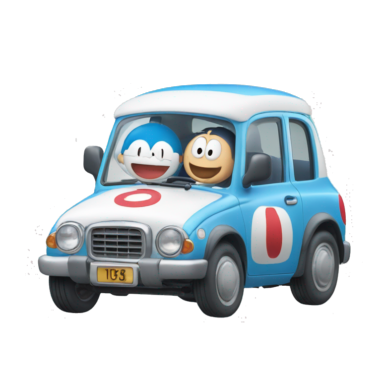Doraemon driving car emoji