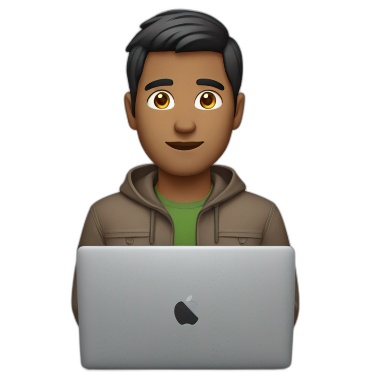 Indian guywith medium skin tone using macbook laptop emoji
