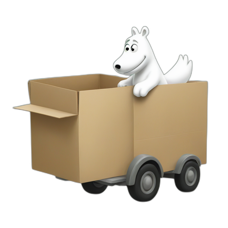 Moomin delivering a box emoji
