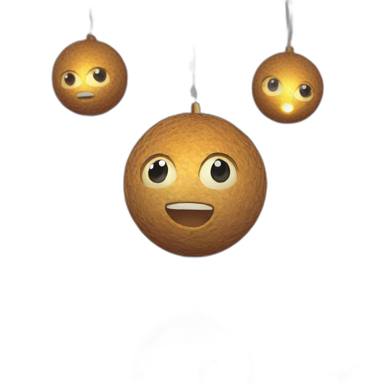 3d sphere with a cartoon lantern texture with big beautiful eyes emoji
