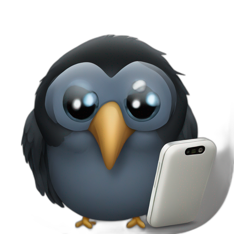 bird on phone screen emoji