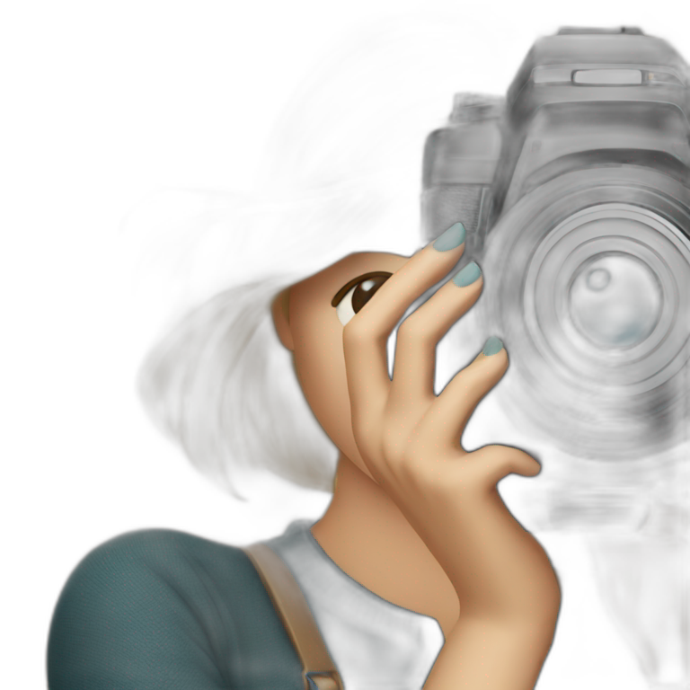 woman photographer camera covering face emoji