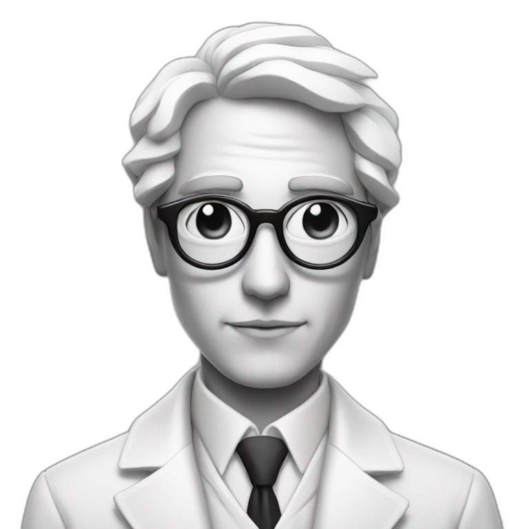 hypnotized man, spiral black and white glasses, wearing a white coat emoji