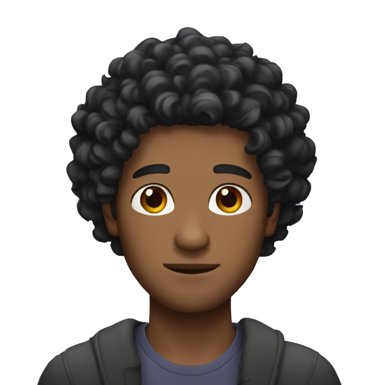 curly black hair man emoji