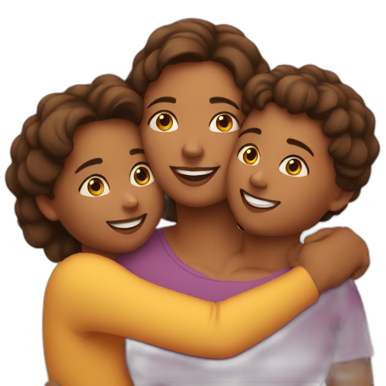 mother with her kids are hugging emoji
