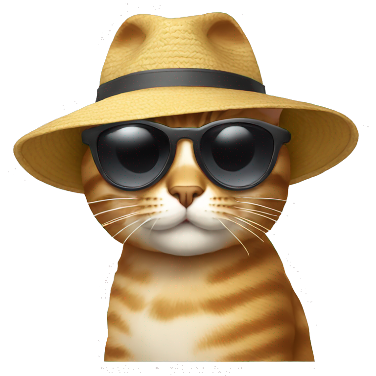 Cat with sunglasses and hat boring emoji
