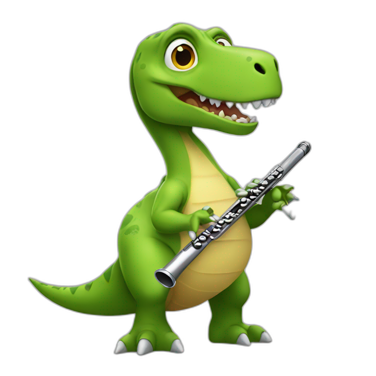 Dinosaur playing flute emoji