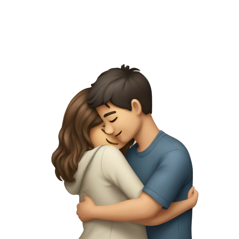 Smart boy hugging beautiful girl emoji