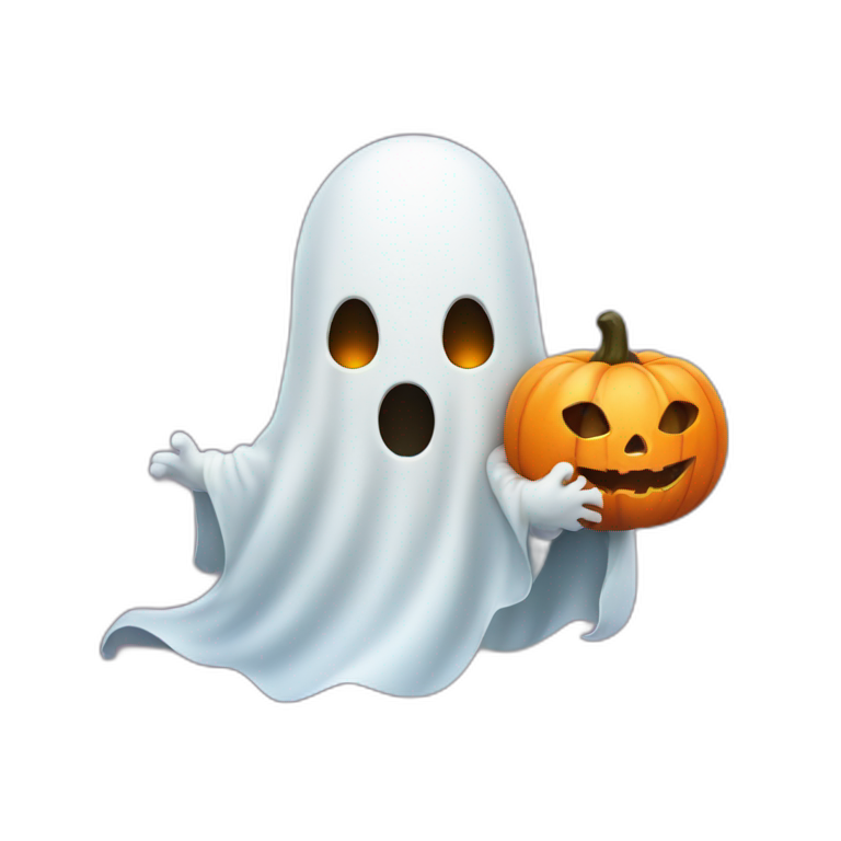 halloween ghost with a pumpkin emoji