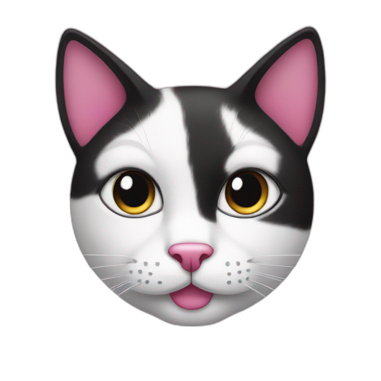 Black and white cat with Pink nose emoji