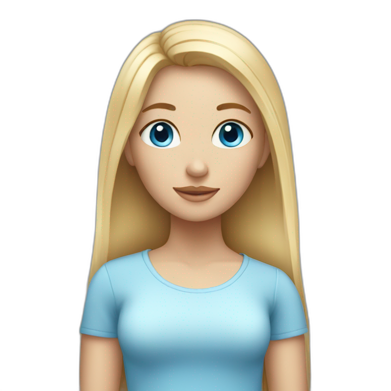 Cute woman with straight blonde hair and blue eyes emoji