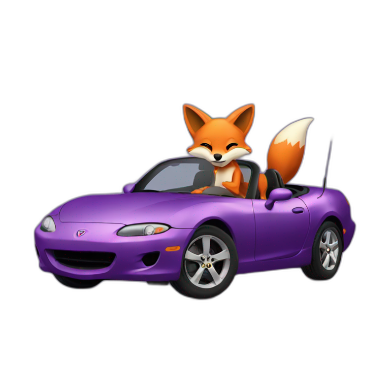 fox driving a purple miata emoji