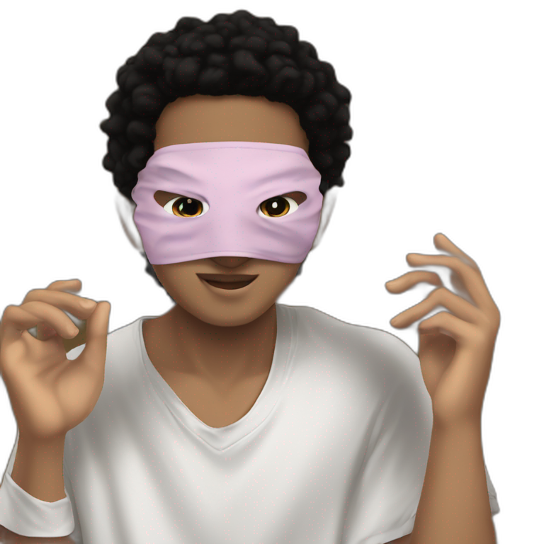 black hair boy with mask emoji