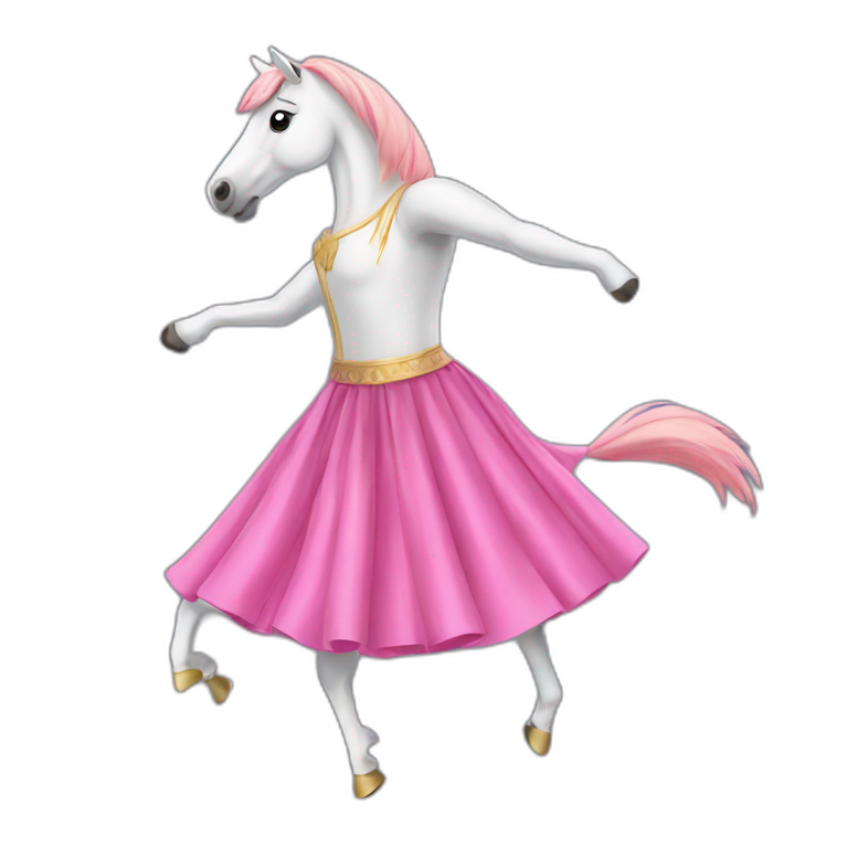 Dancing horse with pink skirt emoji