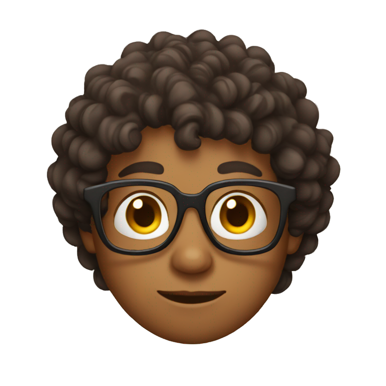 Indian brown boy with curly hair and glasses  emoji