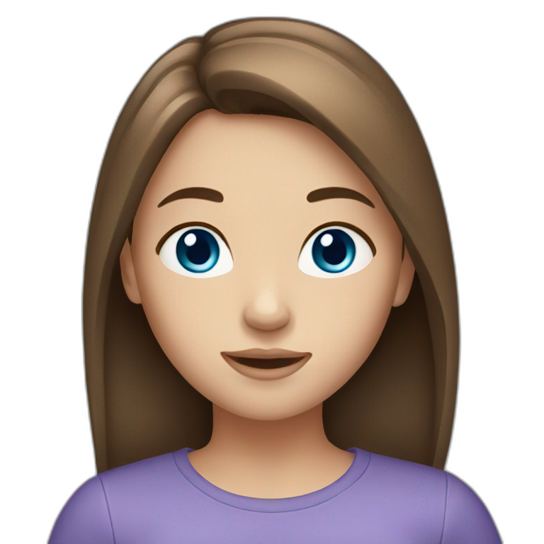 Girl with brown hair and blue eyes emoji