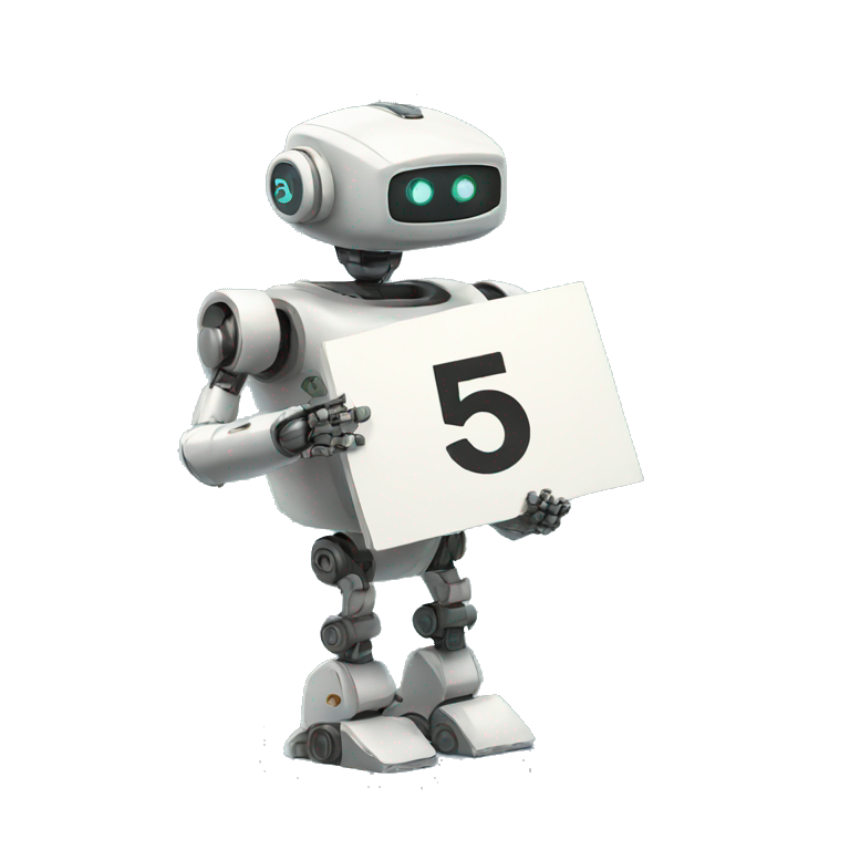  ROBOT HOLDING A SIGN WRITTEN NUMBER FIVE emoji