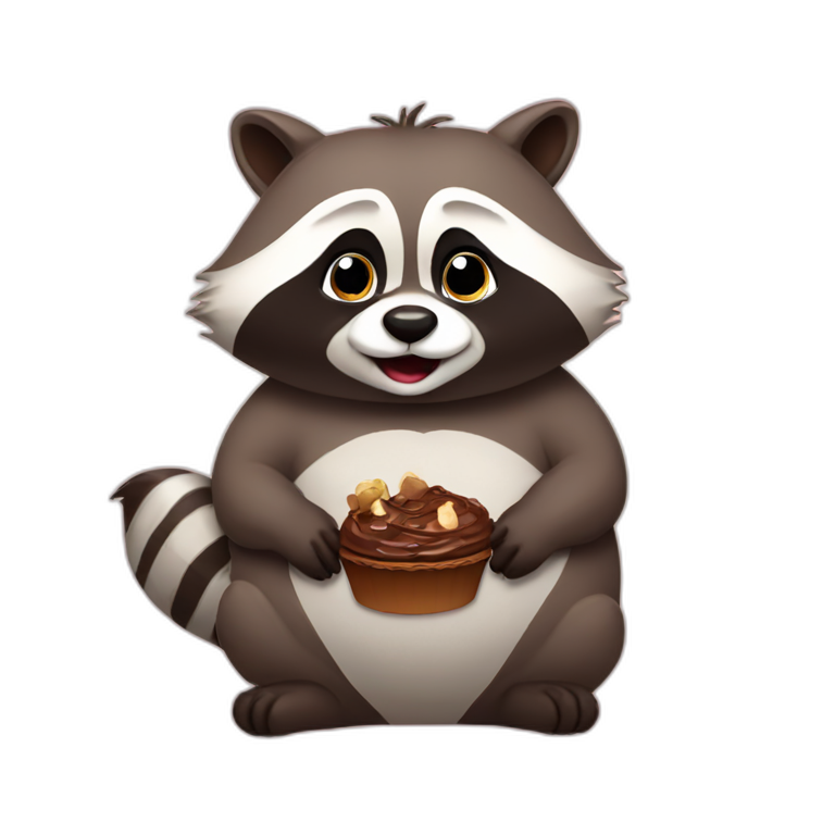fat raccoon with chocolate emoji