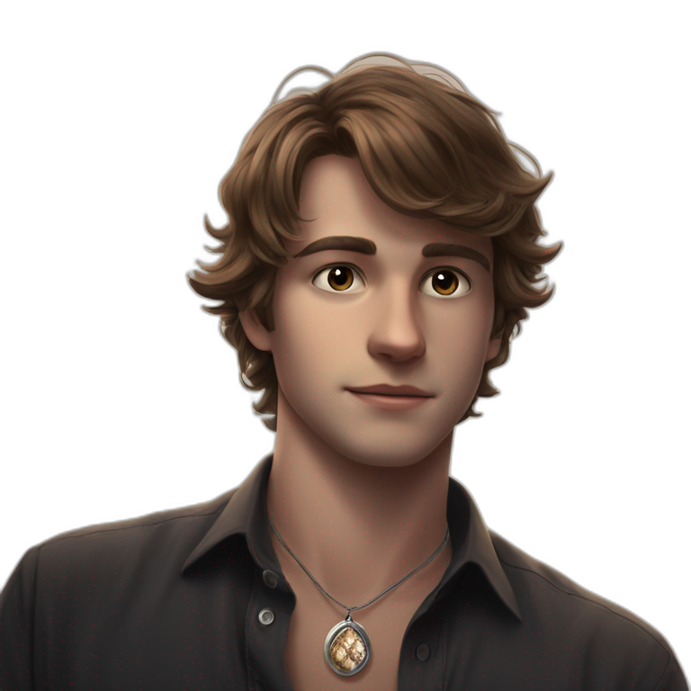 brown-haired boy with necklace emoji