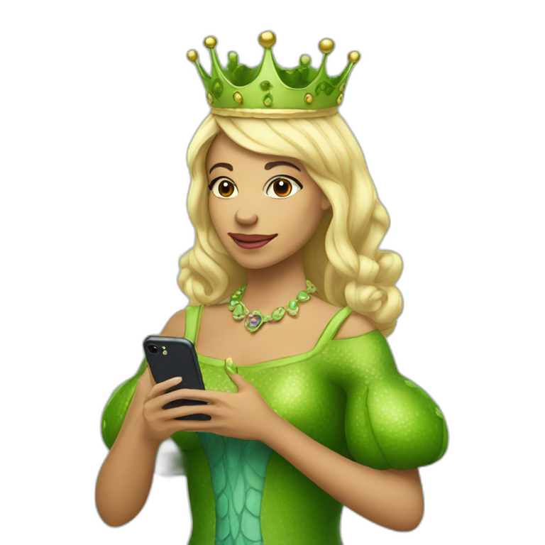 queen of frogs with her iphone emoji
