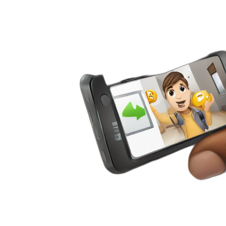 hand holding blurry phone screen emoji