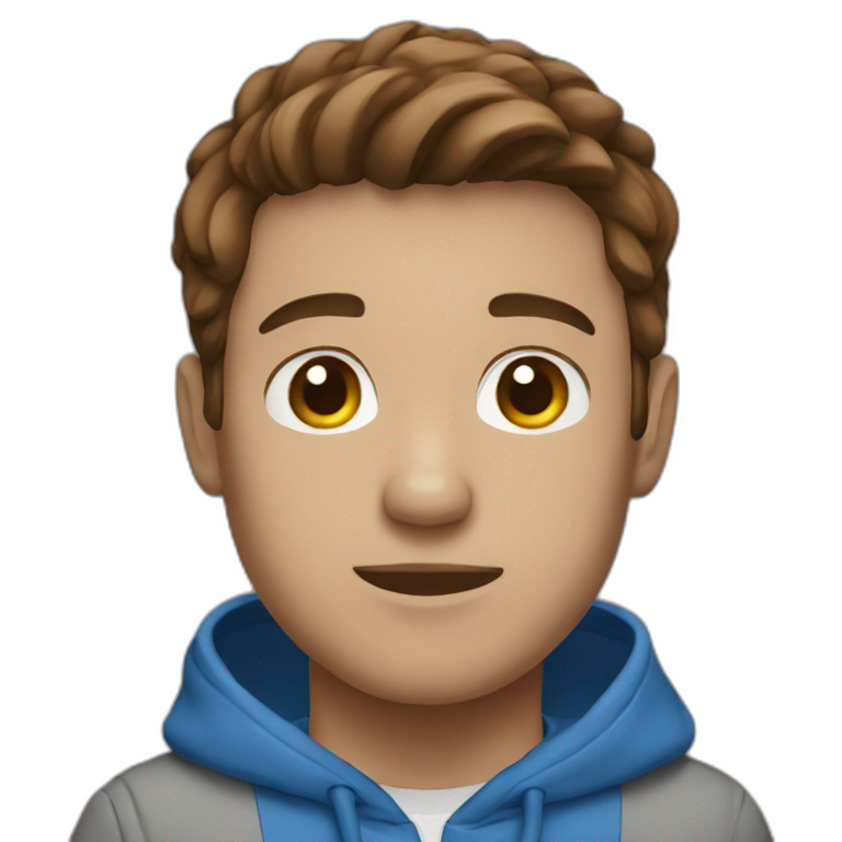 male blue hoodie brown hair emoji