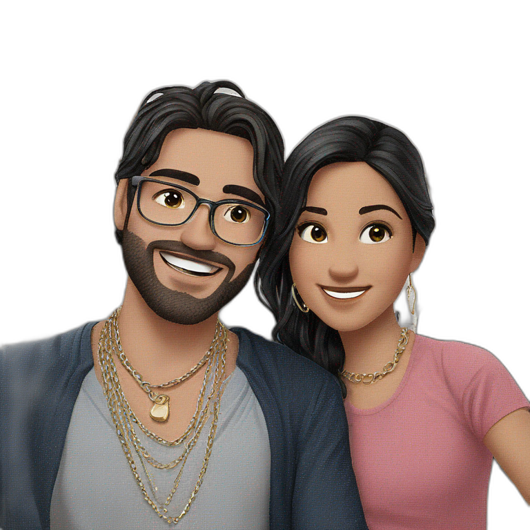 happy couple taking a selfie emoji