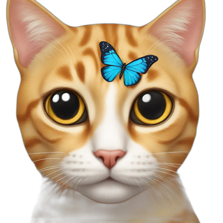 realistic cat with butterfly on nose emoji