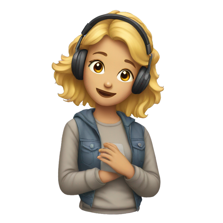 Girl listening to music  emoji