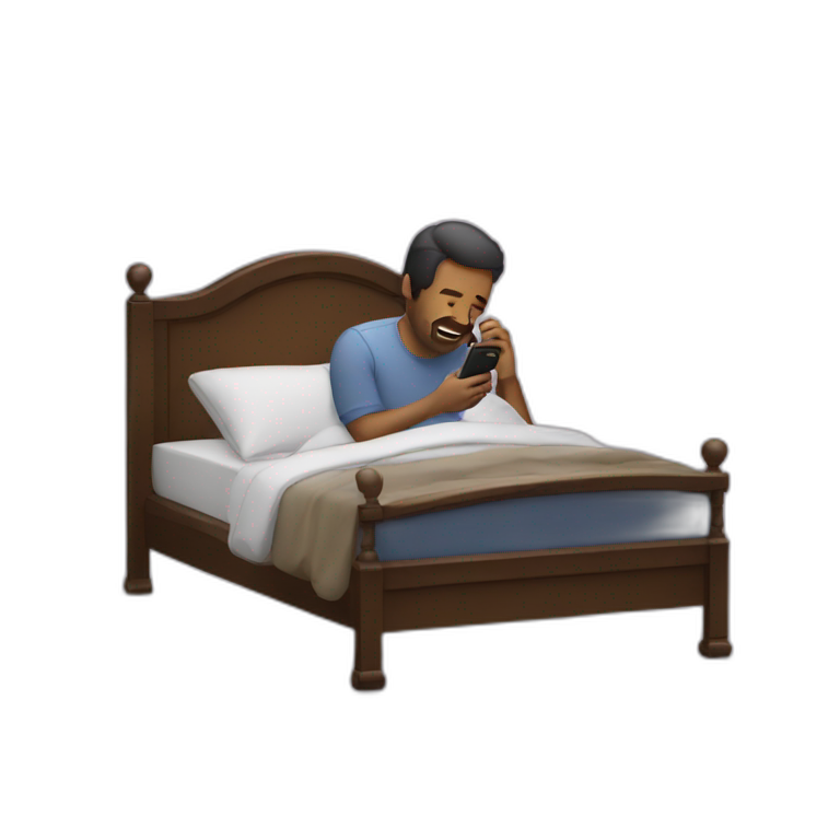 Man using phone in bed emoji