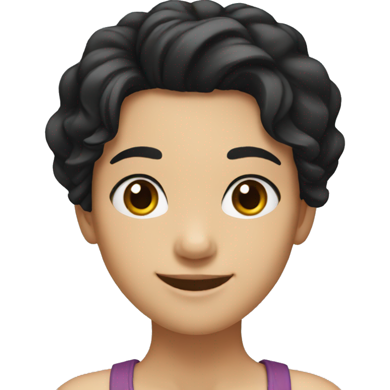 girl with black hair and brown eyes smilling emoji