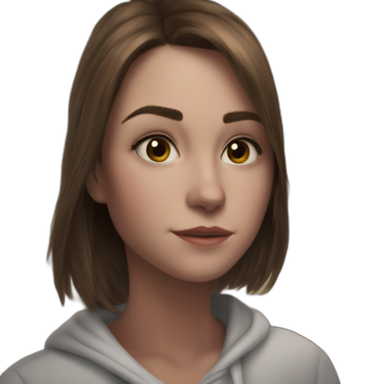 serene brown-haired girl indoors emoji