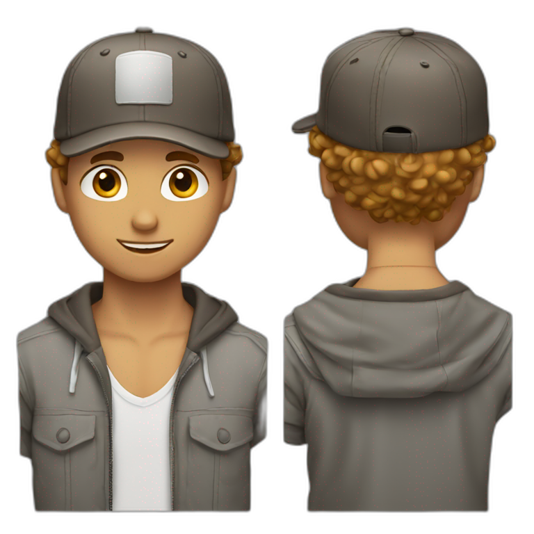 Curly short hair guy with cap emoji