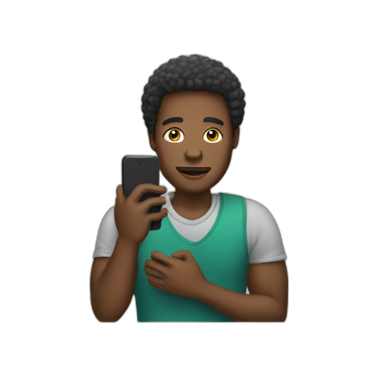 black man with cell phone emoji