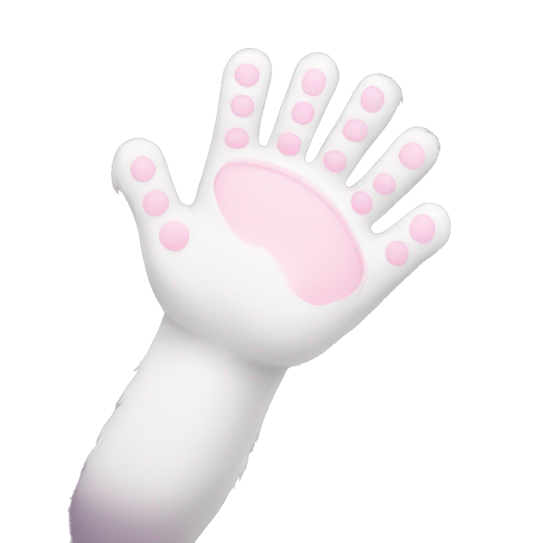 White furry cat arm from below with light pink pads emoji