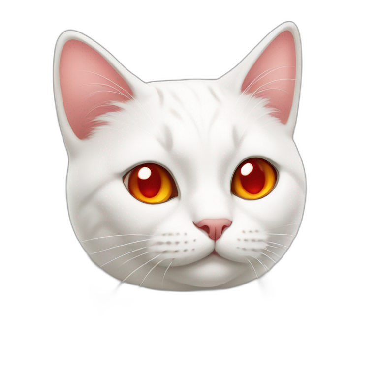 Silly White cat with red blush emoji