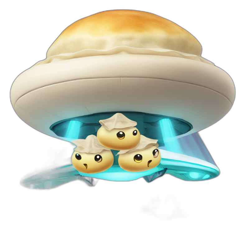 Flying UFO with dumplings emoji