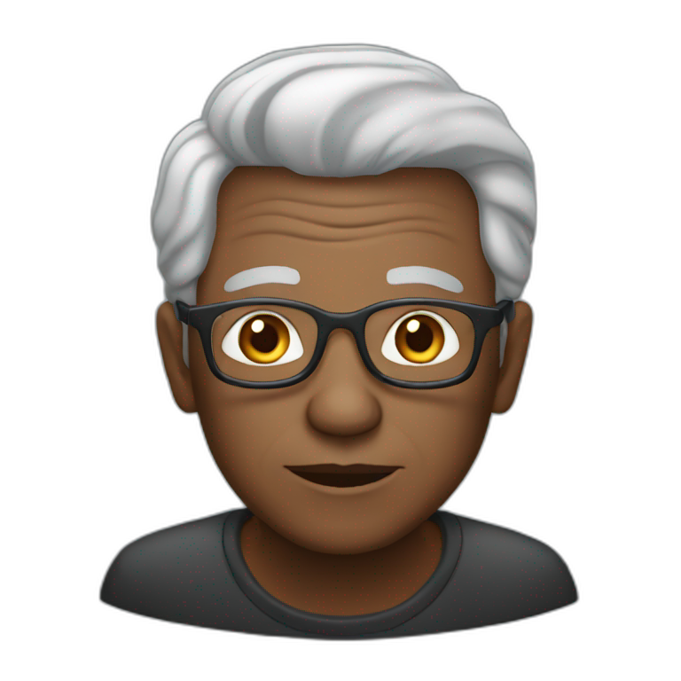 black elderly with a computer emoji