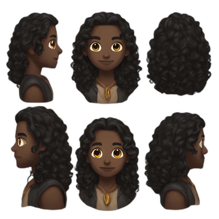 Dungeon master long curly dark hair emoji