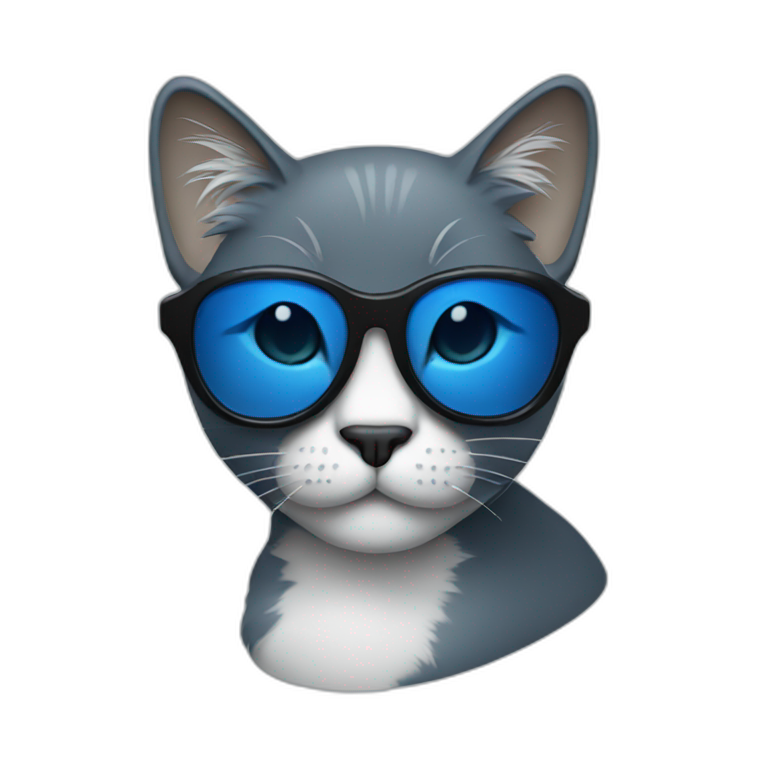 a blue cat wearing black sunglasses emoji