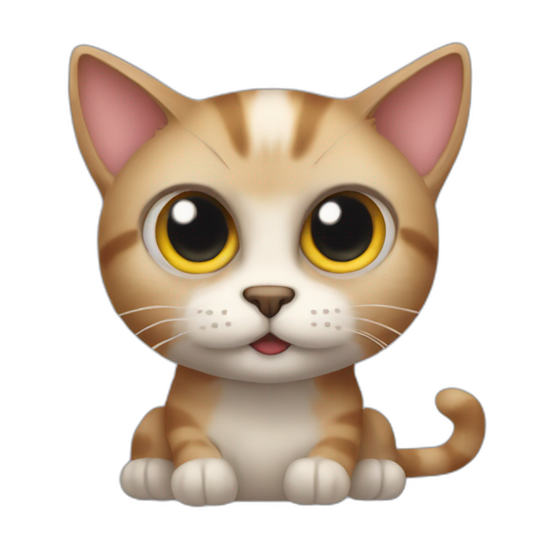 Three-legged one-eared big-eyed furry cat emoji
