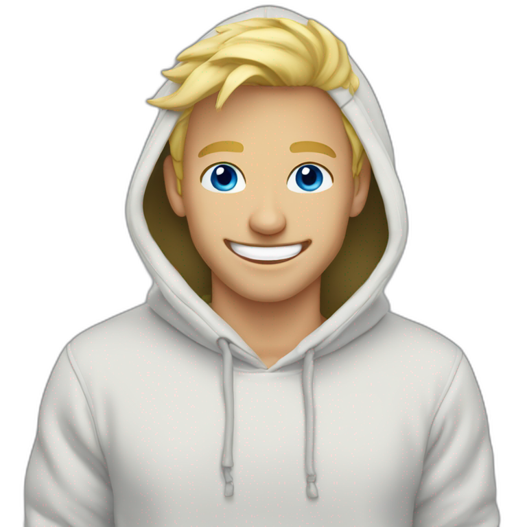 blonde male blue eyes laugh hoodie emoji