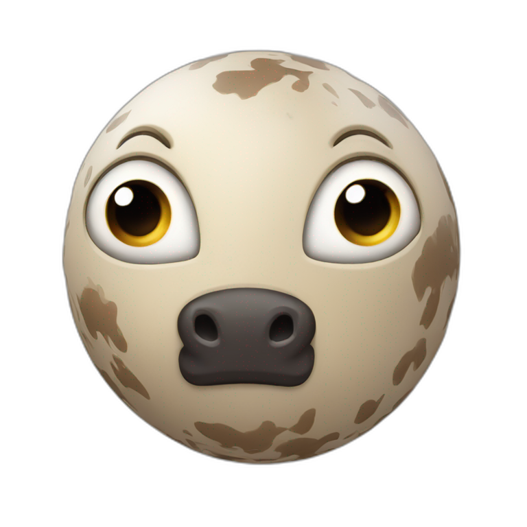 3d sphere with a cartoon Horse skin texture with big courageous eyes emoji
