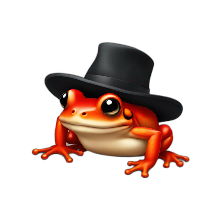 Red Frog with black hat  emoji