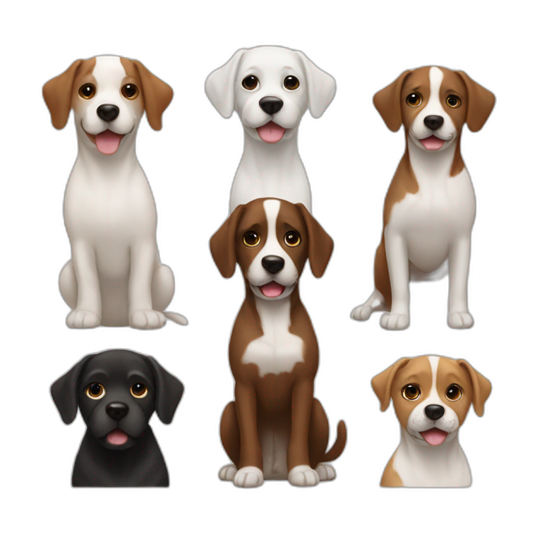 three dogs: one black, one brown, one white emoji
