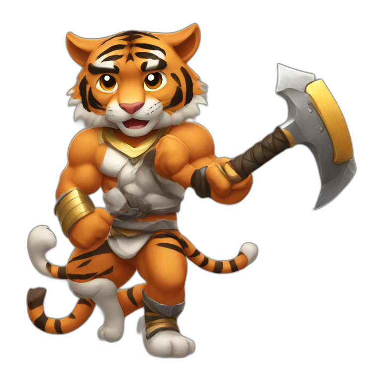 Tiger Muscle Fighter with Double Axe Collar  emoji